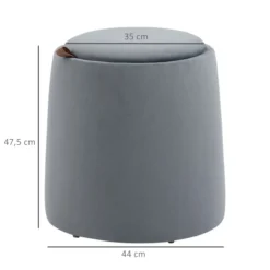 2-in-1 Ottomane Sitzhocker inklusive Stauraum, abnehmbaren Deckel Grau