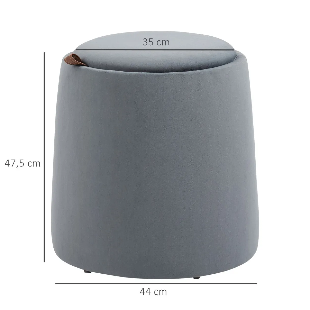 2-in-1 Ottomane Sitzhocker inklusive Stauraum, abnehmbaren Deckel Grau