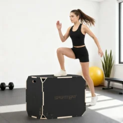 3-in-1 Plyo Box Plyometrische Sprungbox mit 3 Sprunghöhen Griffen Kantenfreie