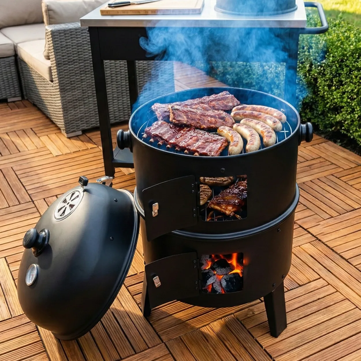 3-in-1 Räuchergrill vertikal, ca. 40 x 80 cm