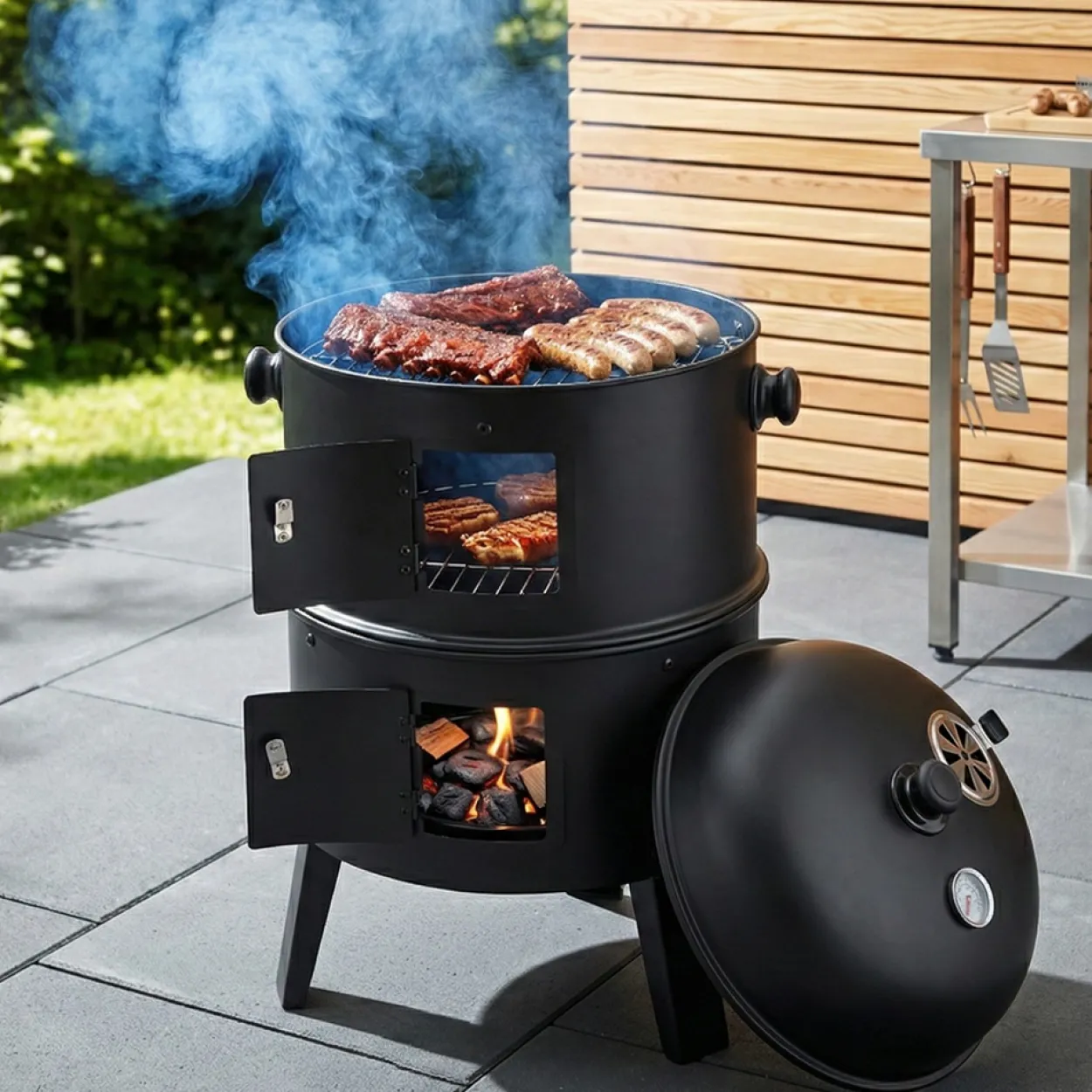 3-in-1 Räuchergrill vertikal, ca. 40 x 80 cm