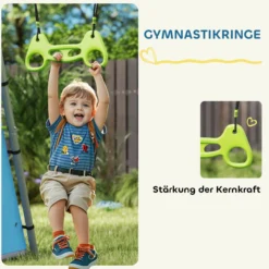 3 in 1 Schaukelgestell Schaukelgerüst mit Spielzelt, Schaukel und Turnringe