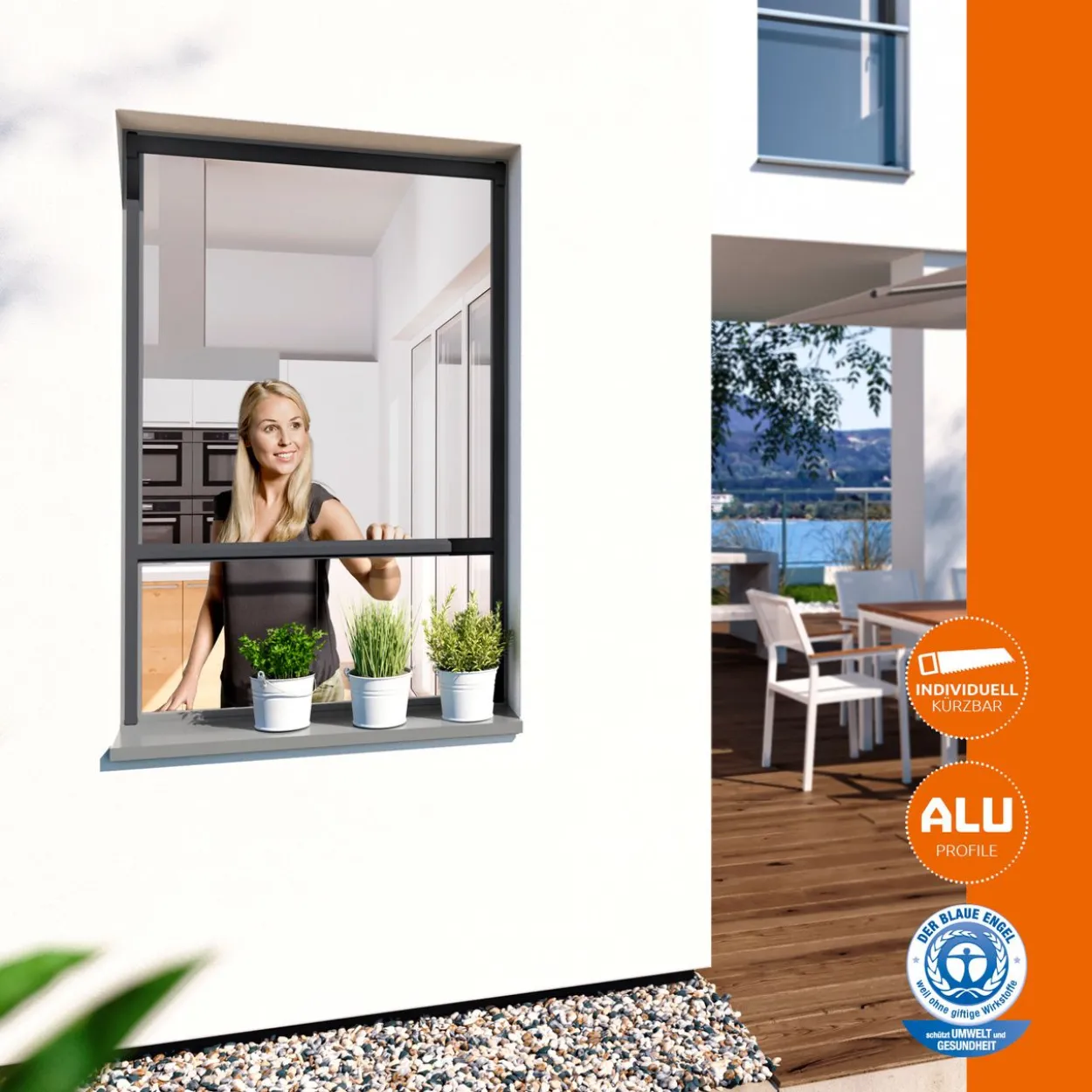 Insektenschutz Plus Rollo Fenster 130x160cm Anthrazit
