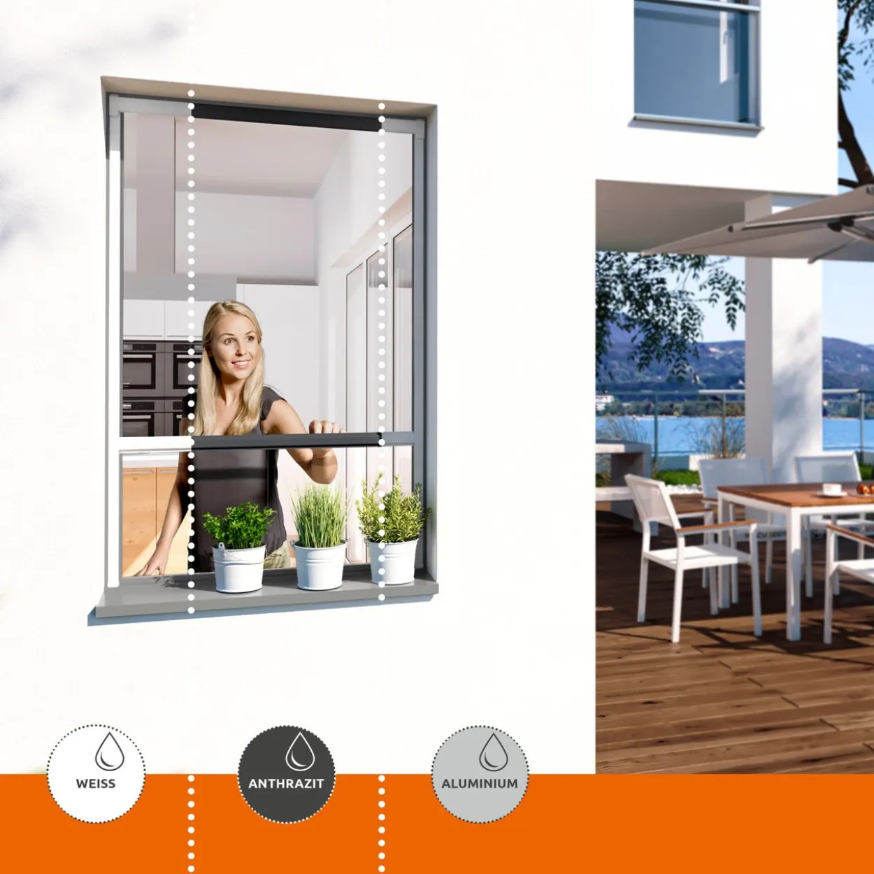 Insektenschutz Plus Rollo Fenster 130x160cm Anthrazit