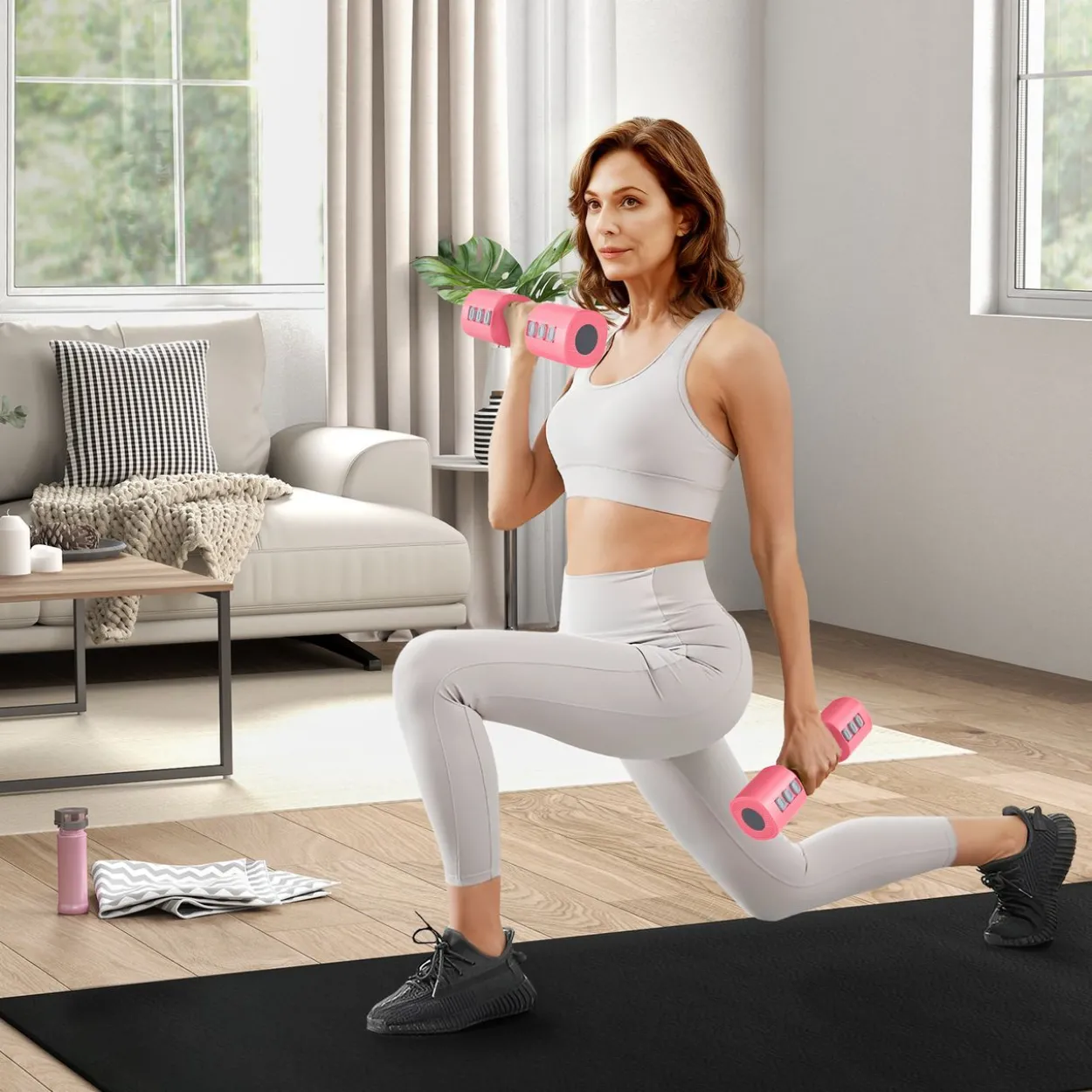 4-in-1 Verstellbare Hantel, 1-2,5 kg Hanteln mit rutschfest Griff, Kurzhantelset