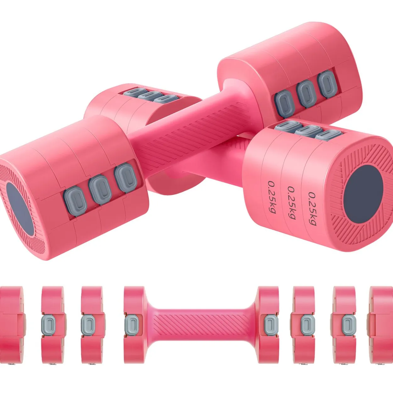 4-in-1 Verstellbare Hantel, 1-2,5 kg Hanteln mit rutschfest Griff, Kurzhantelset