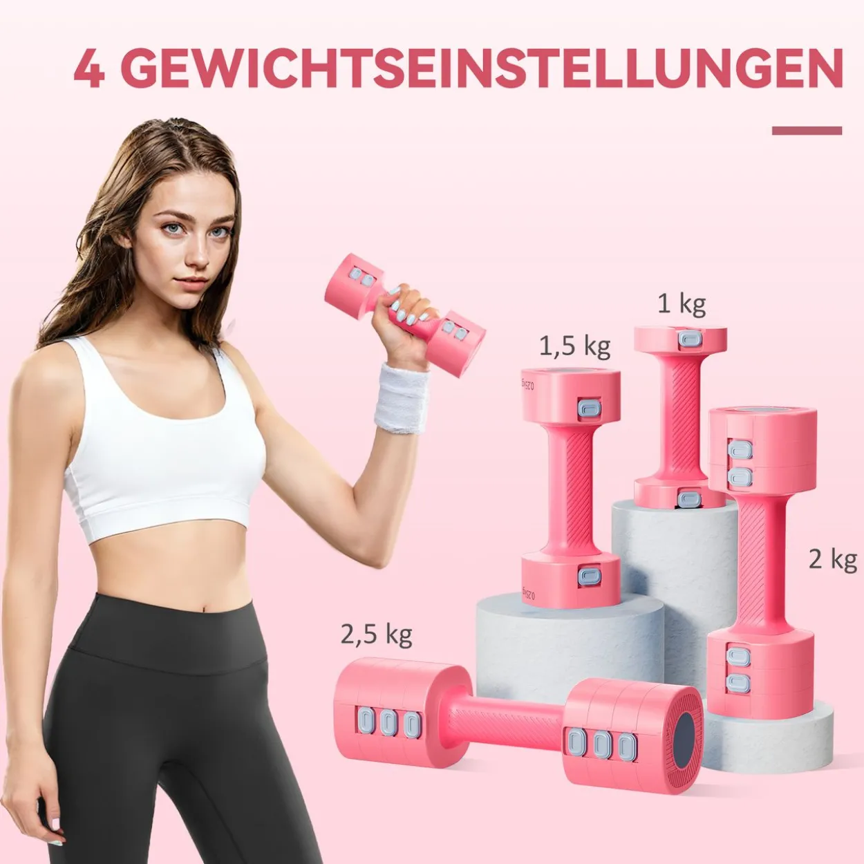 4-in-1 Verstellbare Hantel, 1-2,5 kg Hanteln mit rutschfest Griff, Kurzhantelset
