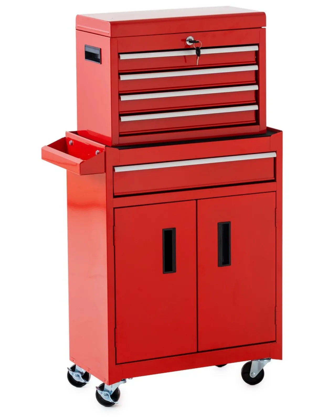 2 in 1 Werkstattwagen 5 Schubladen 50 cm, rot