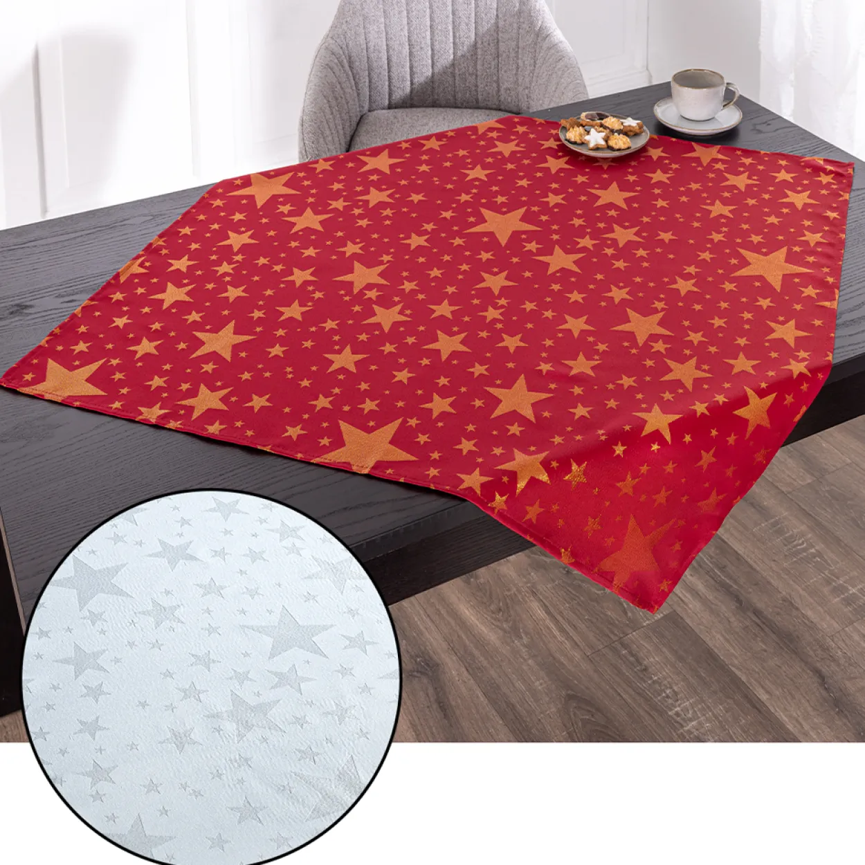 Jacquard-Mitteldecke "Glitzer-Stern" - ca. 90 x 90 cm