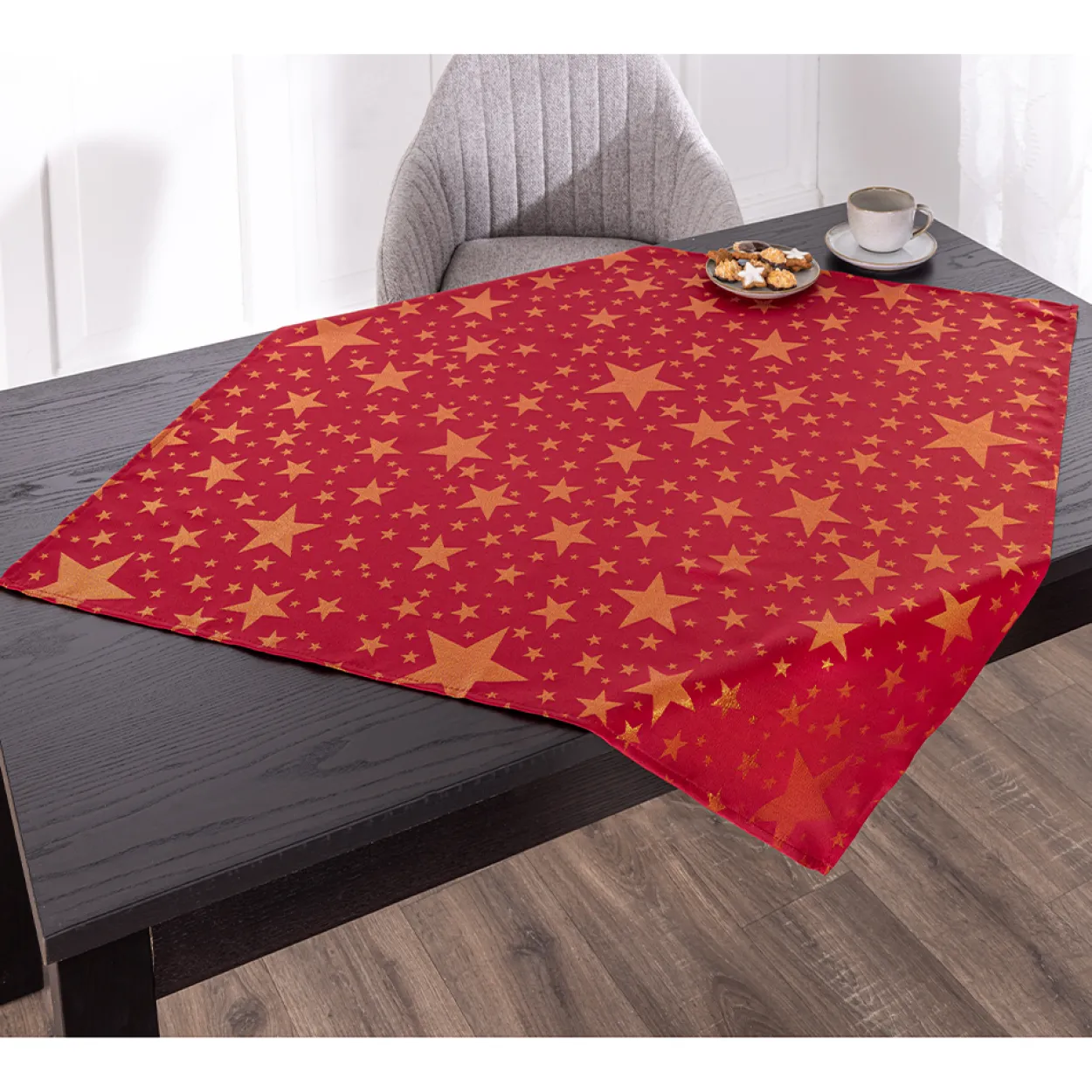 Jacquard-Mitteldecke "Glitzer-Stern" - ca. 90 x 90 cm