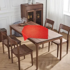 Jacquard-Mitteldecke mit Goldeffekt - Rot/Gold
