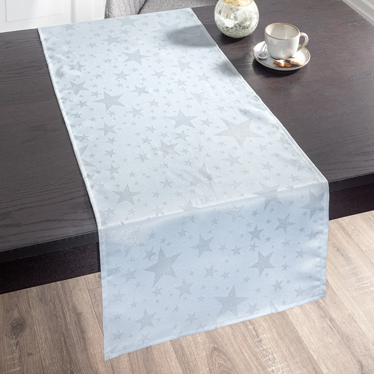 Jacquard-Tischläufer "Glitzer-Stern" - ca. 45 x 138 cm