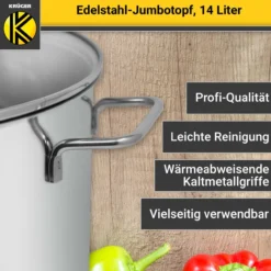 Jumbotopf mit Glasdeckel 14l