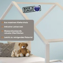 Juniorbett Sonja mit Dachgestell - ca. 90 x 200 cm, inkl. Lattenrost
