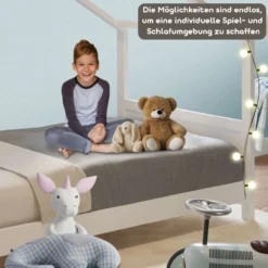 Juniorbett Sonja mit Dachgestell - ca. 90 x 200 cm, inkl. Lattenrost