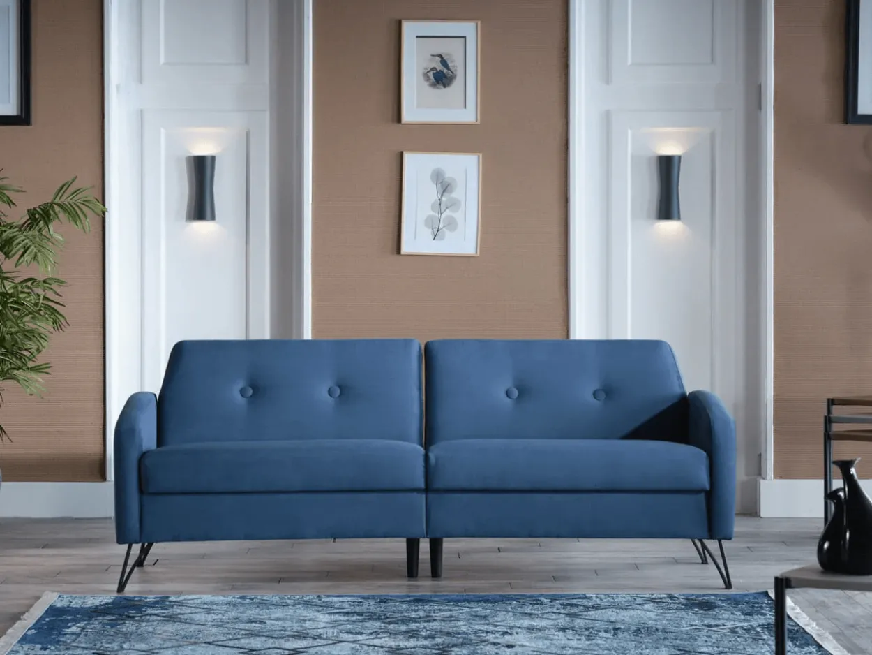 Juniper 3-Sitzer Schlafsofa mit Bettkasten und Schlaffunktion - Blau