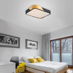 JUST LIGHT. LED Deckenleuchte BILA, 1xLED-Board/24W, 3000K, Ø32cm, Schwarz