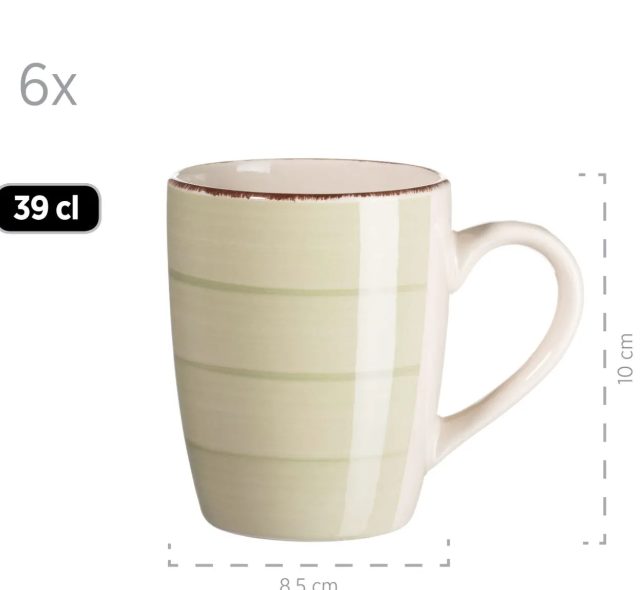 Kaffeebecher 38 cl, 6-er Set, OLIVGRÜN