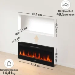 KAMINIO Elektrokamin MARLON - Elektrischer 3-in-1 Kamin - 36 Zoll