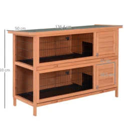 Kaninchenstall doppelstöckig für Kleintiere Tannenholz Orange 136,4x50x93cm