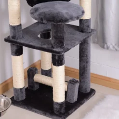 Katzenbaum Katzenkratzbaum Katzen Kletterbaum Kratzbaum Hängematte Grau L40 x B40 x H132 cm