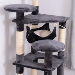 Katzenbaum Katzenkratzbaum Katzen Kletterbaum Kratzbaum Hängematte Grau L40 x B40 x H132 cm