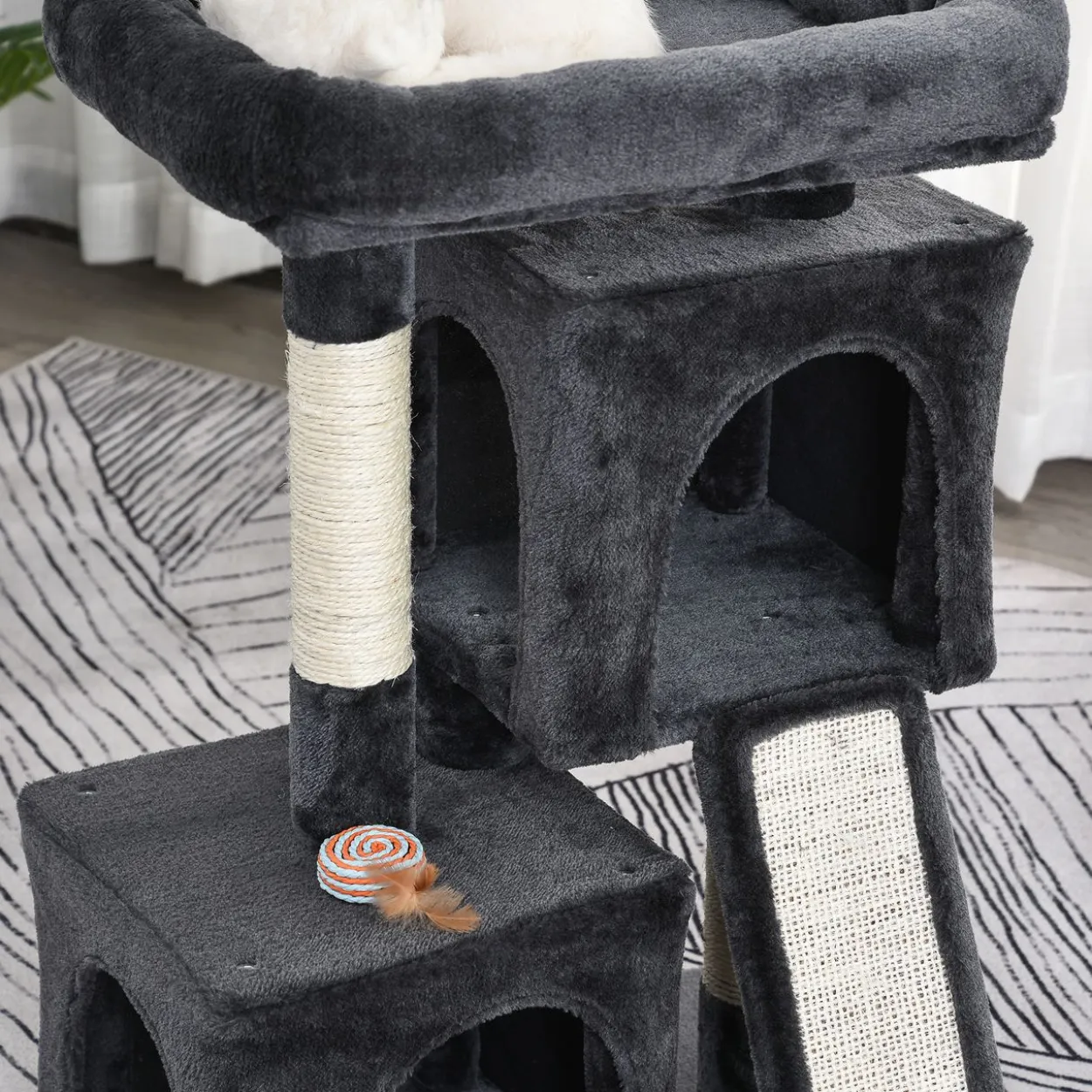 Katzenbaum Katzenkratzbaum Katzenbaum mit Sisalsäulen Dunkelgrau