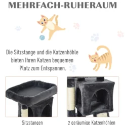 Katzenbaum Katzenkratzbaum Katzenbaum mit Sisalsäulen Dunkelgrau