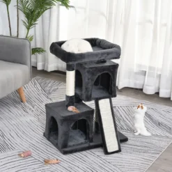 Katzenbaum Katzenkratzbaum Katzenbaum mit Sisalsäulen Dunkelgrau