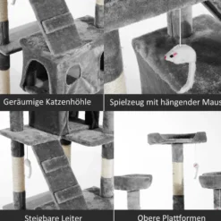 Katzenbaum Kratzbaum Katzenkratzbaum Kletterbaum Katze Sisal (Grau)