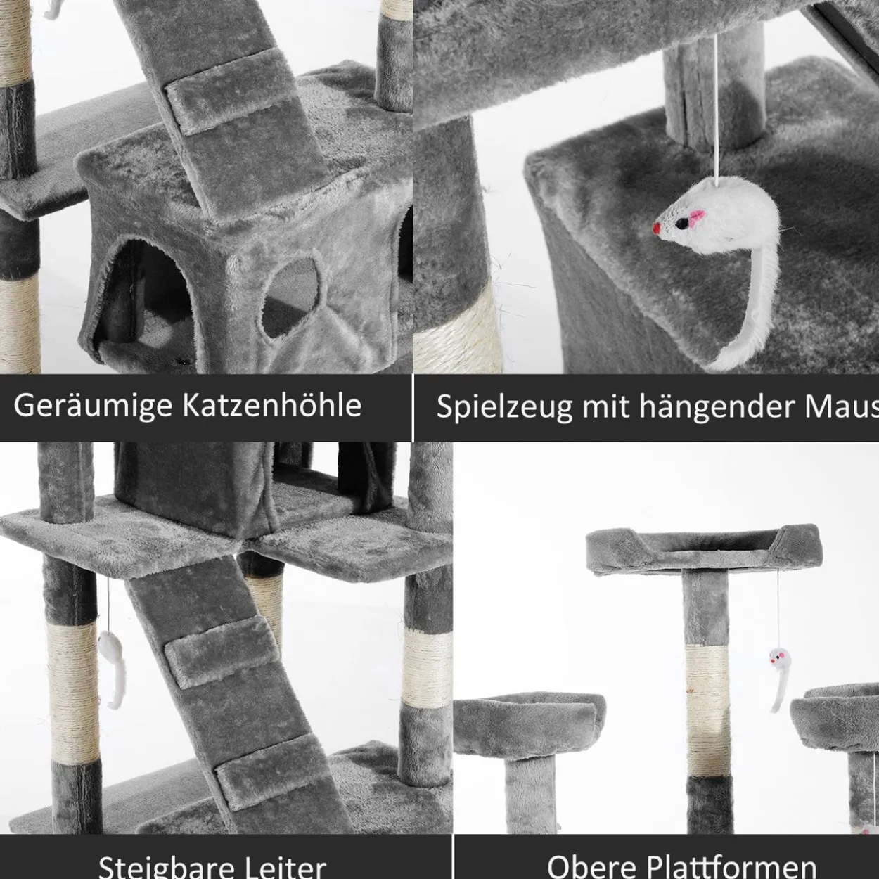 Katzenbaum Kratzbaum Katzenkratzbaum Kletterbaum Katze Sisal (Grau)