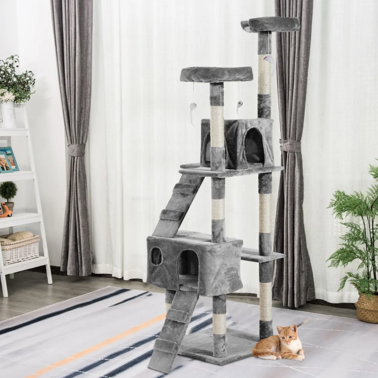 Katzenbaum Kratzbaum Katzenkratzbaum Kletterbaum Katze Sisal (Grau)