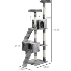 Katzenbaum Kratzbaum Katzenkratzbaum Kletterbaum Katze Sisal (Grau)