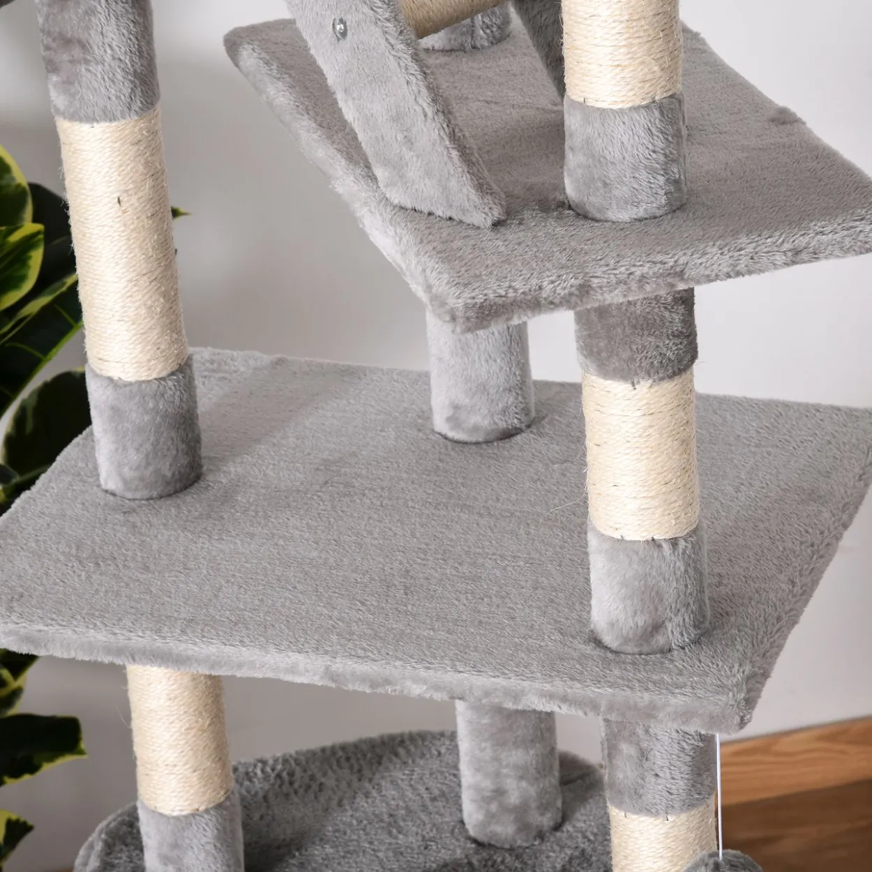 Katzenbaum Kratzbaum Kletterbaum deckenhoch verstellbar Hellgrau