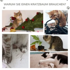 Katzenbaum Kratzbaum Kletterbaum deckenhoch verstellbar Hellgrau