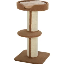 Katzenbaum Spielbaum Kratzstamm mit Plattform Sisal E1 Spanplatte Plüsch Hellbraun 45 x 45 x 91 cm