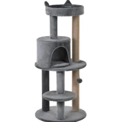 Katzenbaum 4 stöckig groß Sisal Plüsch Grau 48x48x104 cm