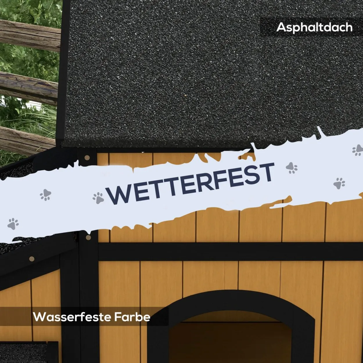 Katzenhaus aus Holz, Katzenhütte, Katzenhöhle, Kleintierhaus, Gelb