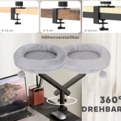 Katzen-Schreibtischbett mit 360°Drehung verstellbarer Höhe maschinenwaschbar