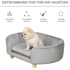 Katzensofa Haustiersofa Hundesofa Samt moderne Hellgrau