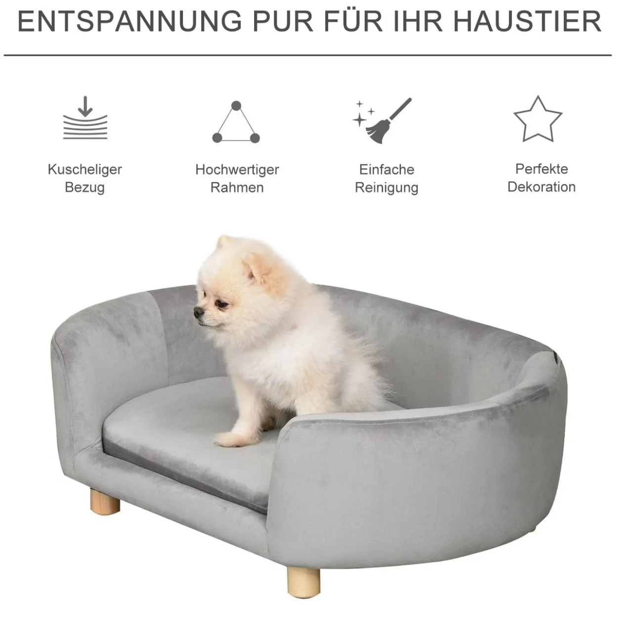 Katzensofa Haustiersofa Hundesofa Samt moderne Hellgrau
