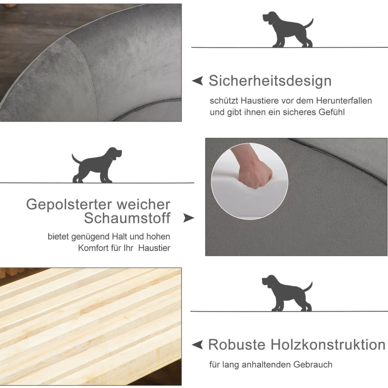 Katzensofa Haustiersofa Hundesofa Samt moderne Hellgrau