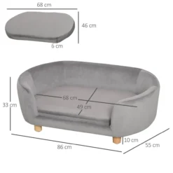 Katzensofa Haustiersofa Hundesofa Samt moderne Hellgrau