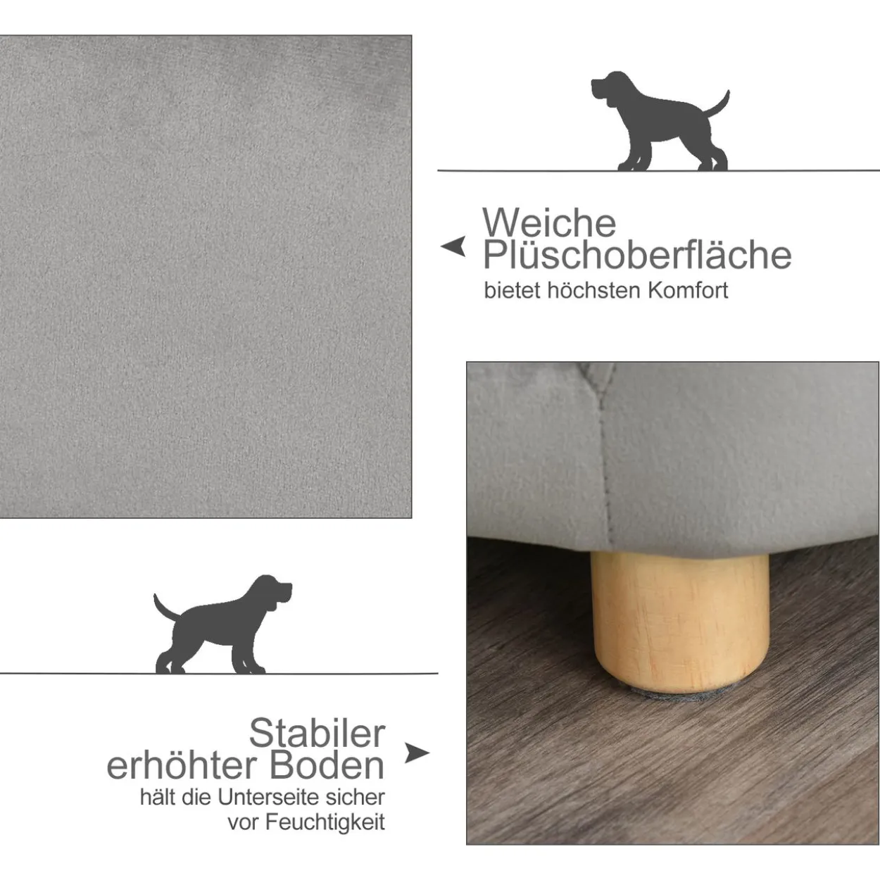 Katzensofa Haustiersofa Hundesofa Samt moderne Hellgrau