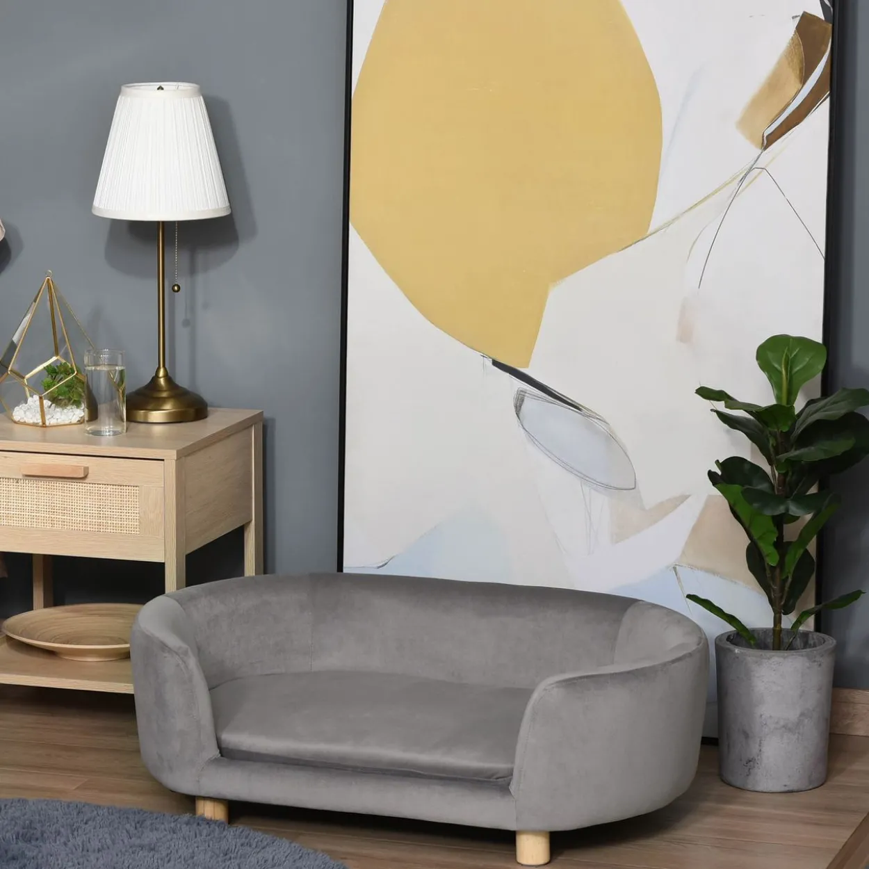Katzensofa Haustiersofa Hundesofa Samt moderne Hellgrau