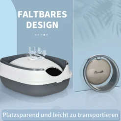 Katzentoilette mit Deckel, Katzenklo inkl. Sandauslaufpedal, Bodengitter