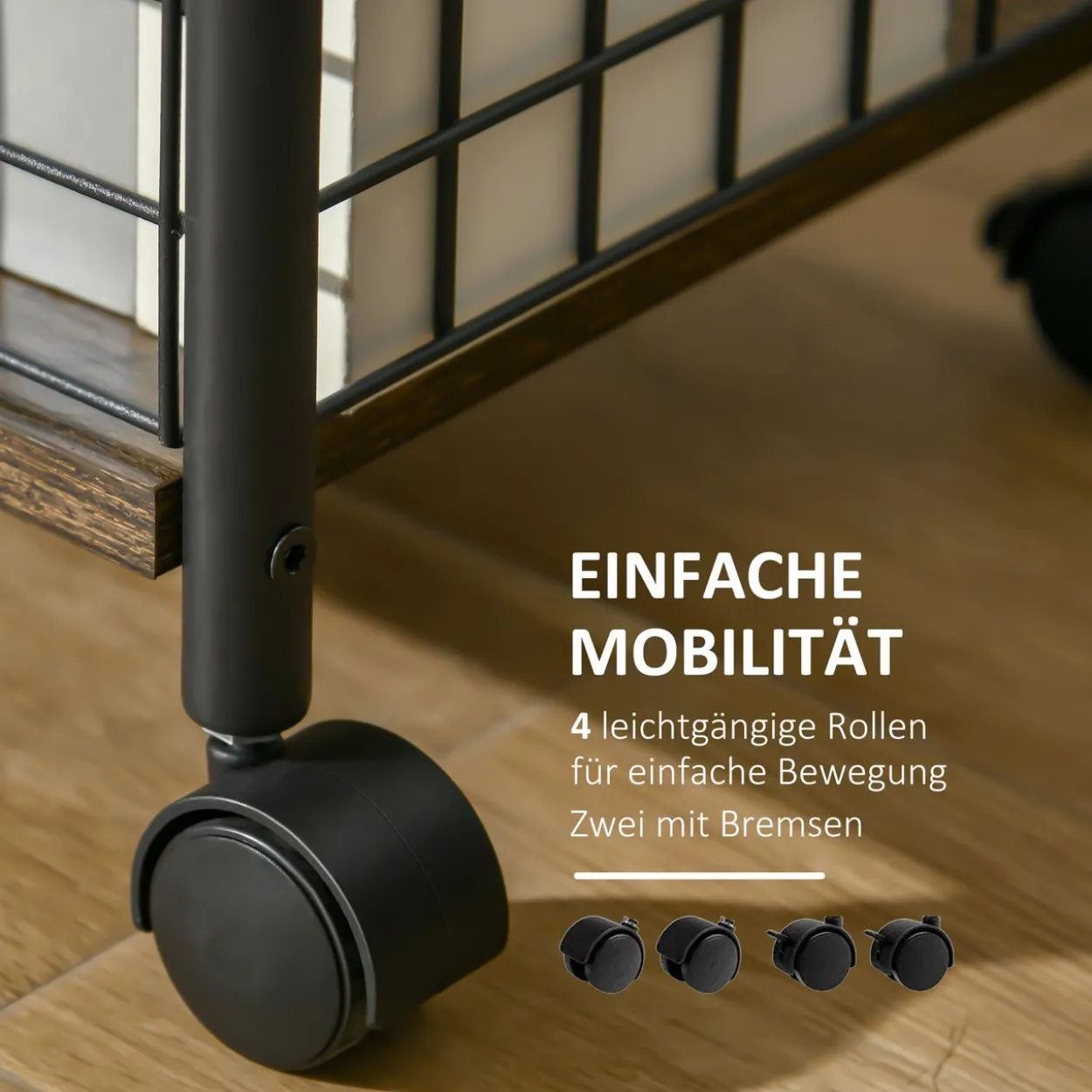 Küchenwagen Spanplatte Rustikal-Braun 40 x 30 x 62 cm