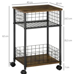 Küchenwagen Spanplatte Rustikal-Braun 40 x 30 x 62 cm