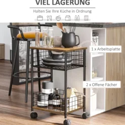 Küchenwagen Spanplatte Rustikal-Braun 40 x 30 x 62 cm