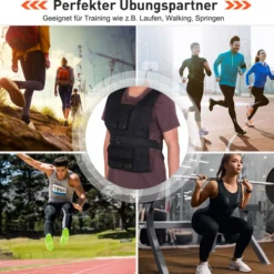 30 kg Trainingsweste Gewichtsweste Verstellbar Krafttraining Fitness Oxford Eisen Schwarz 36 x 52 cm